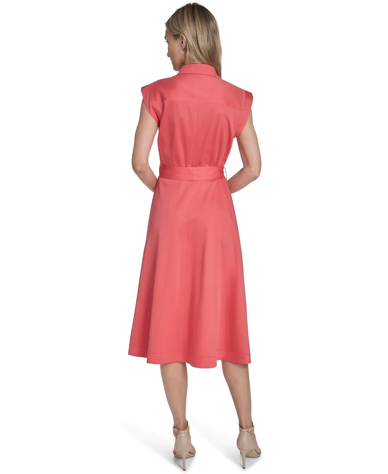 Calvin Klein Women's Collared Midi Shirt Dress