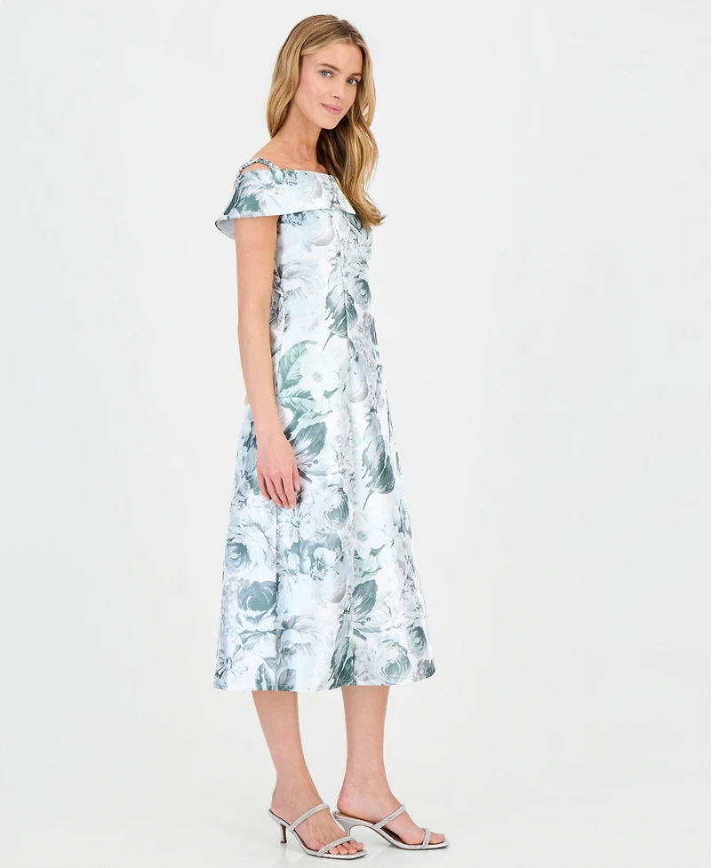 Connected Women's Printed Off-Shoulder Midi Dress