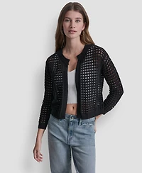 Dkny Jeans Women's Open-Stitch Drop-Shoulder Cardigan Sweater