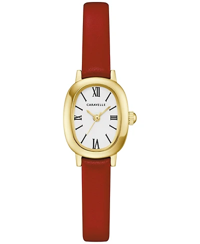 Caravelle Women's Classic Red Leather Strap Watch, 18.5mm