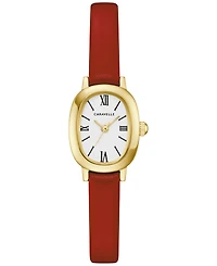 Caravelle Women's Classic Red Leather Strap Watch, 18.5mm