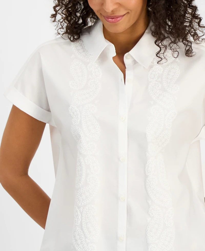 Nautica Women's Cotton Drop-Shoulder Camp Shirt