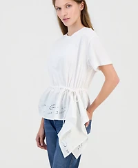 Nautica Women's Asymmetrical Eyelet-Embroidered Top