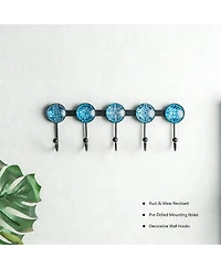 Yigii Boho Multi-Color Mandala Wall Rack - 5 Hooks for Coats, Hats, Bags