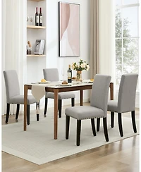 gaomon Dining Chair Set of 2, Modern Fabric Kitchen Chair, Upholstered Kitchen Side Chairs with Curved Backrest Wood Legs for Dining Room