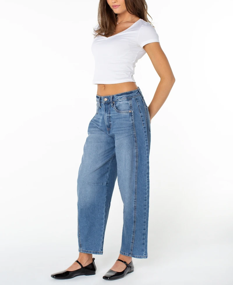 Celebrity Pink Juniors' High-Rise Barrel-Leg Jeans