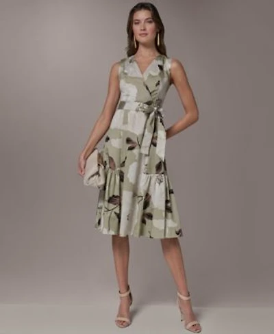 Donna Karan New York Womens Floral A Line Midi Dress