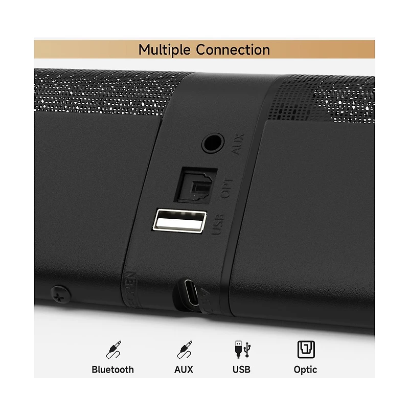 Artudatech Detachable Bluetooth 5.3 Soundbar with Hi-Fi Audio & Powerful Bass for Home Theater Upgrade