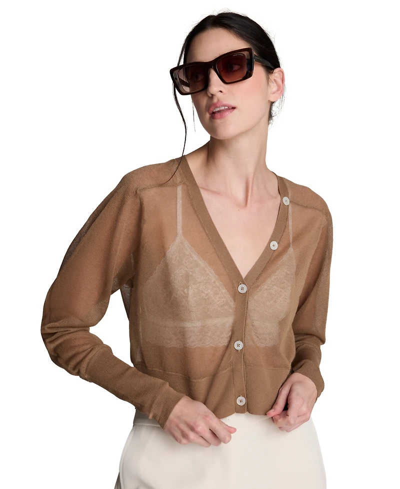 Kenneth Cole Women's Saddle-Shoulder Cropped Cardigan