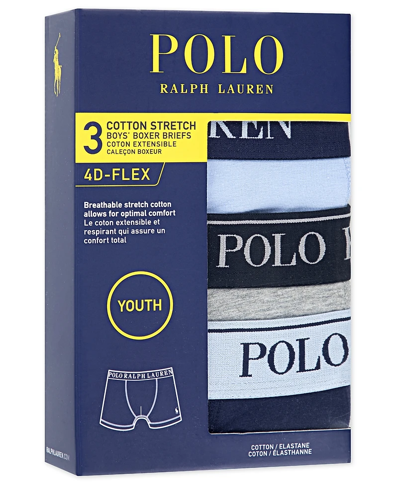 Polo Ralph Lauren Boys' 8-20 Logo Boxer Briefs, 3-Pack Set