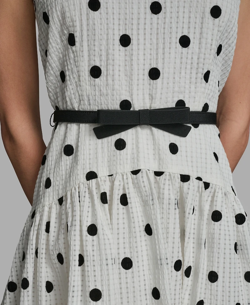 Karl Lagerfeld Paris Women's Cap-Sleeve Flocked Polka Dot Mini Dress