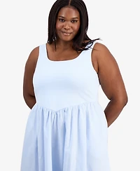 On 34th Trendy Plus V-Waist Mixed-Media Midi Dress, Macy's Exclusive