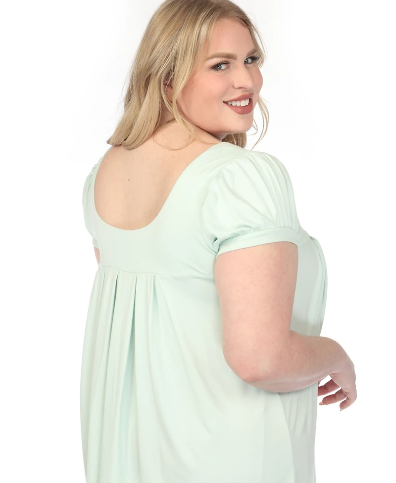 White Mark Plus Cap Sleeve Pleated Top