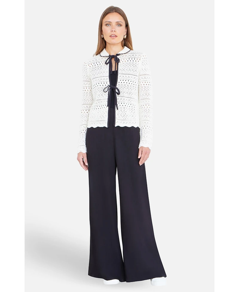 Yumi Women's Peter Pan Collar Knitted Cardigan