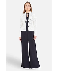 Yumi Women's Peter Pan Collar Knitted Cardigan