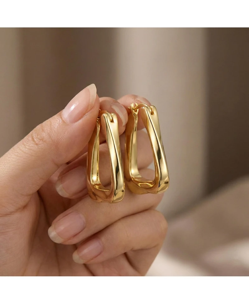 Wavy Twisted Hoop Earrings White Gold Plated or 14K