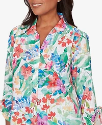 Alfred Dunner Petite Tropical Print Woven Top