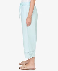 Ruby Rd. Plus Poplin Eyelet Trim Pull On Capri Pants