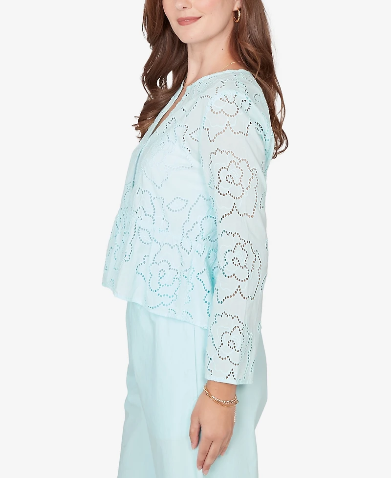 Ruby Rd. Plus Floral Eyelet Peplum Jacket