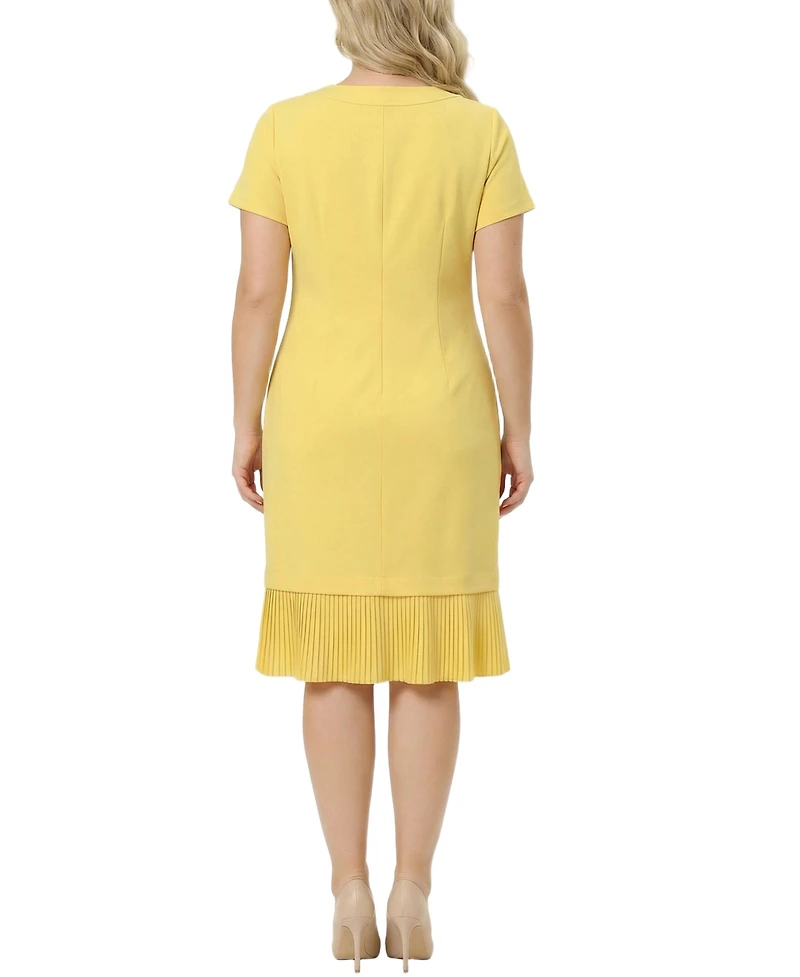 Ny Collection Plus Short Sleeve Pleat Hem Dress
