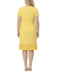 Ny Collection Plus Short Sleeve Pleat Hem Dress