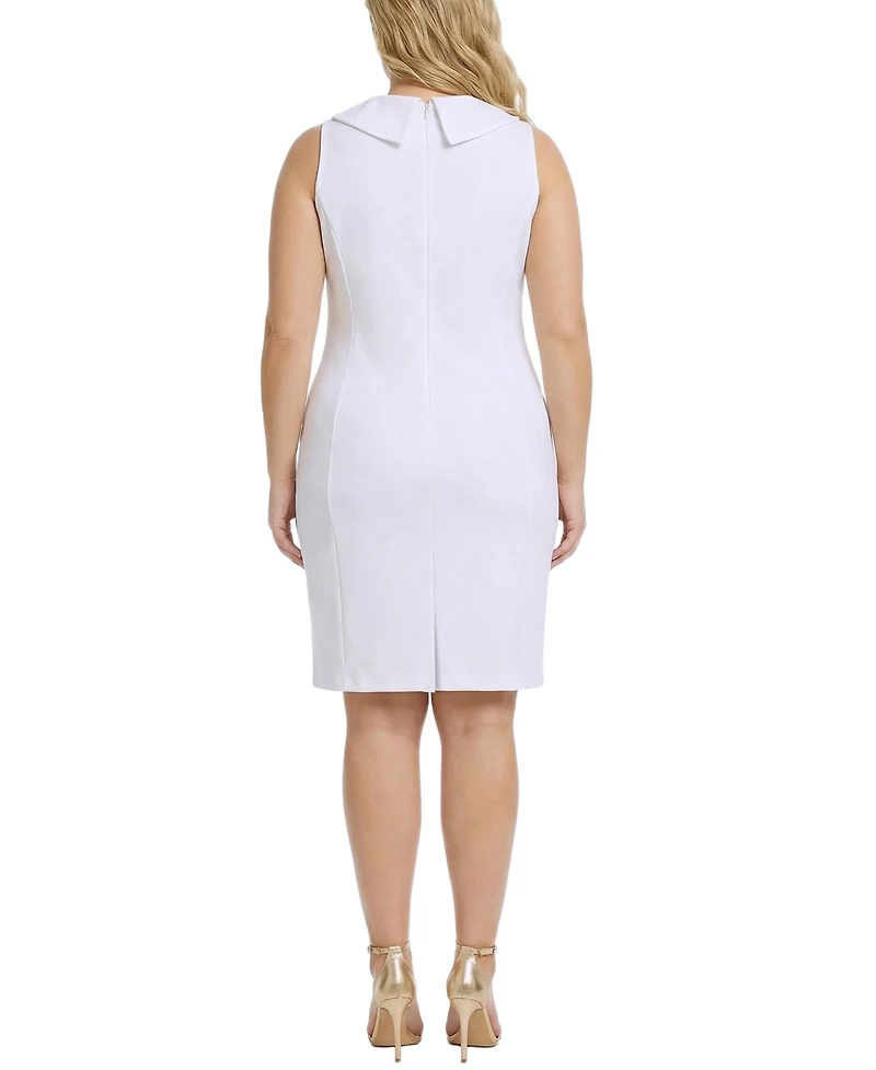 Ny Collection Plus Sleeveless Shawl Collar Dress