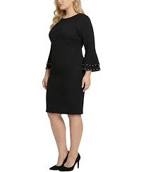 Ny Collection Plus Long Sleeve Dress with Bell Cuffs