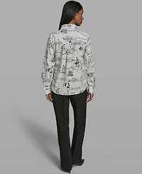 Karl Lagerfeld Paris Women's Collared Woven Blouse