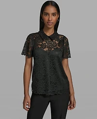 Karl Lagerfeld Paris Women's Short-Sleeve Woven Blouse