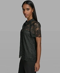 Karl Lagerfeld Paris Women's Short-Sleeve Woven Blouse