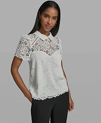 Karl Lagerfeld Paris Women's Short-Sleeve Woven Blouse