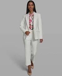 Karl Lagerfeld Paris Womens Collared Woven Blazer Short Sleeve Collared Blouse Woven Ankle Pants