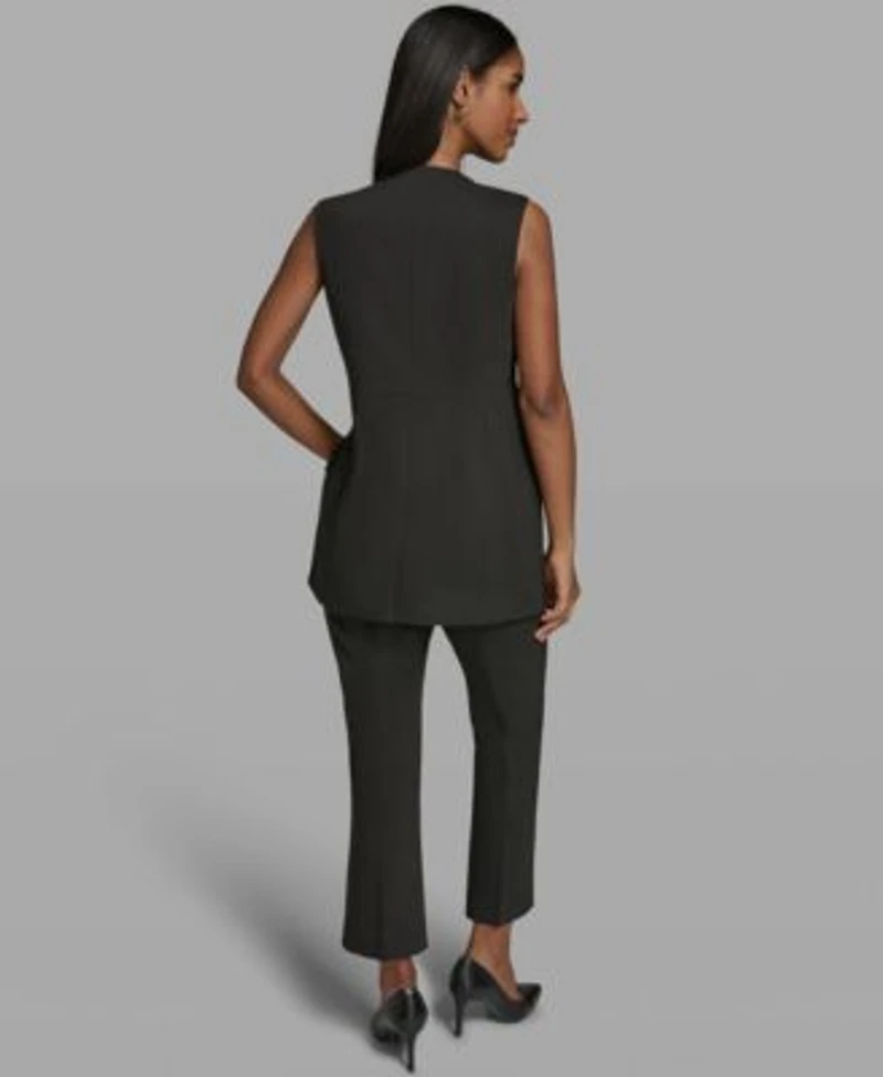 Karl Lagerfeld Paris Womens V Neck Woven Vest Ankle Pants