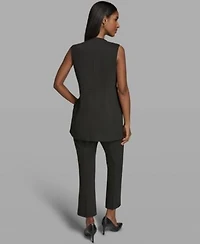 Karl Lagerfeld Paris Womens V Neck Woven Vest Ankle Pants