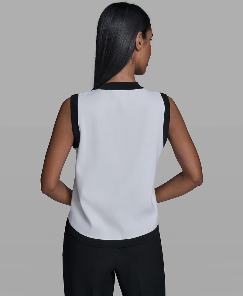 Karl Lagerfeld Paris Women's Button-Down V-Neck Sweater
