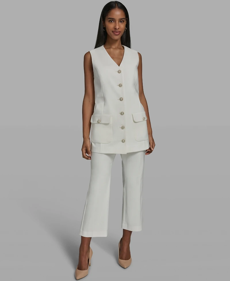 Karl Lagerfeld Paris Women's V-Neck Woven Vest