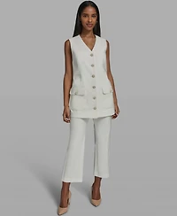 Karl Lagerfeld Paris Women's V-Neck Woven Vest