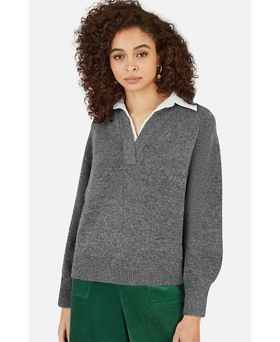 Yumi Women's Collar Detail Knitted Jumper