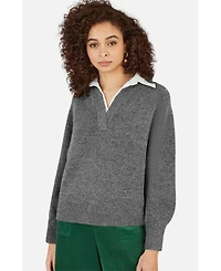 Yumi Women's Collar Detail Knitted Jumper