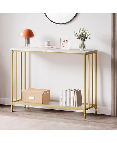 gaomon Console Table, Sofa Tables Narrow Entryway Table with Wood Shelf and Metal Frame, 415" Behind Couch Table Industrial Hallway Table for Liv