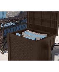 Suncast 22 Gallon Outdoor Patio Small Deck Chest Box with Storage Seat