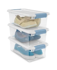 Sterilite Clear Plastic 6 Quart Storage Box Container with Latching Lid, 24 Pack
