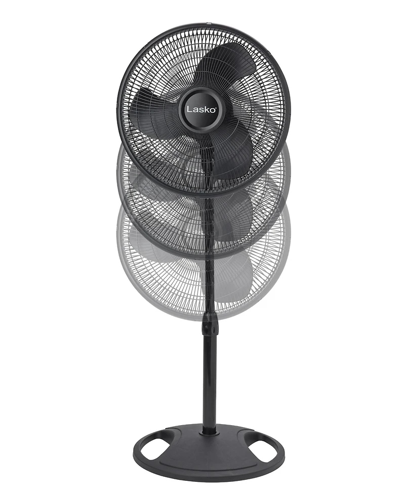 Lasko 16" 3-Speed Adjustable Tilting Oscillating Standing Pedestal Fan, Black
