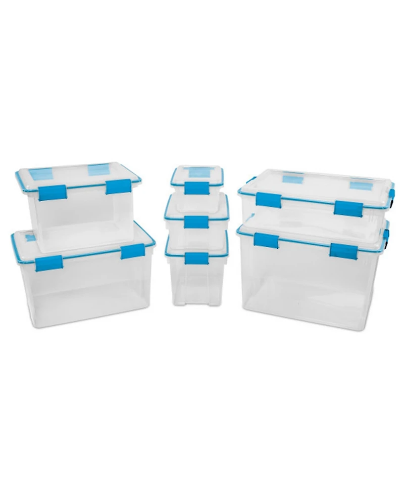 Sterilite 54 Quart Gasket Box, Stackable Storage Bin with Latching Lid, 4 Pack