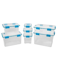 Sterilite 54 Quart Gasket Box, Stackable Storage Bin with Latching Lid, 4 Pack