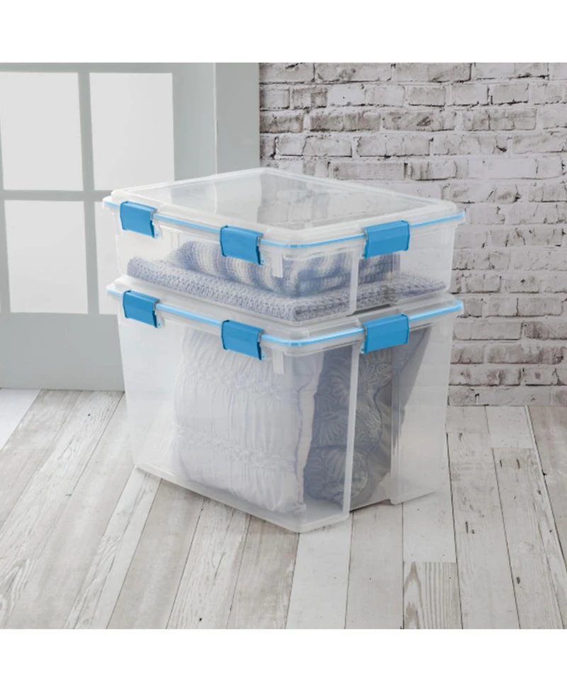 Sterilite 37 Quart Clear Plastic Home Storage Tote Bin with Secure Lids, 8 Pack