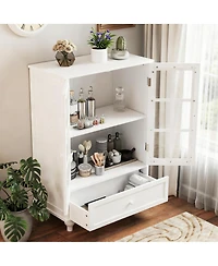 Yigii 36" Kitchen Sideboard Cabinet with Glass Doors and Drawer