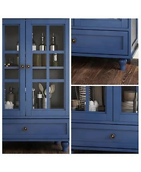 Yigii 36" Kitchen Sideboard Cabinet with Glass Doors and Drawer