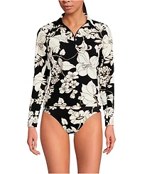 Lands' End Women's SunShade Upf 50 Quarter Zip Rash Guard