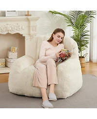 gaomon Giant Bean Bag Chair, Faux Fur Stuffed Bean Bag Couch with Filler, Bean Bag Chair for Adults, Big Lazy Sofa Floor Sofa with Handle